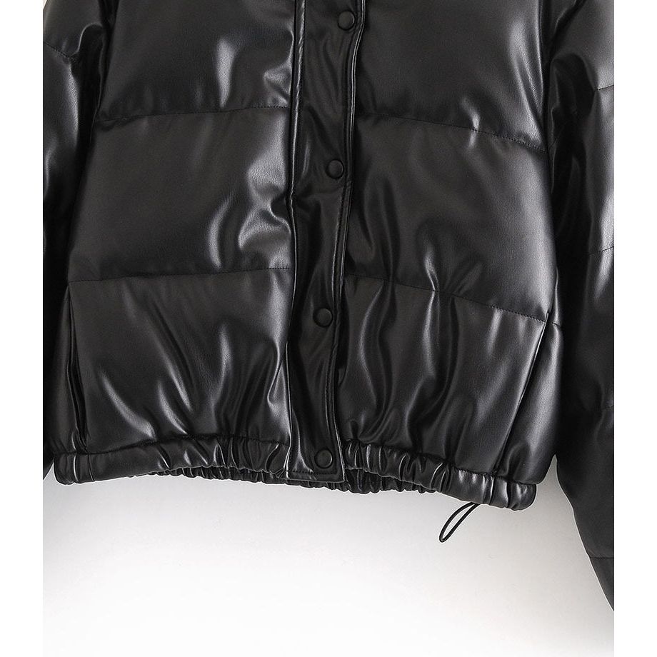 Leren Cropped Puffer Jacket